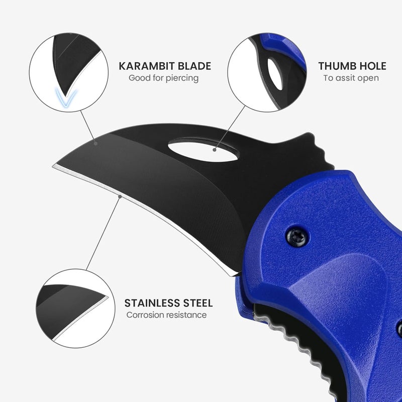 FUNBRO Small Pocket Knife for Men, Cool Folding Knife Box Cutter with 1.34 inch Sharp Blade, EDC Knives Tool for Everyday Carry, Great Gift for Men (Klein Blue) - Image 2